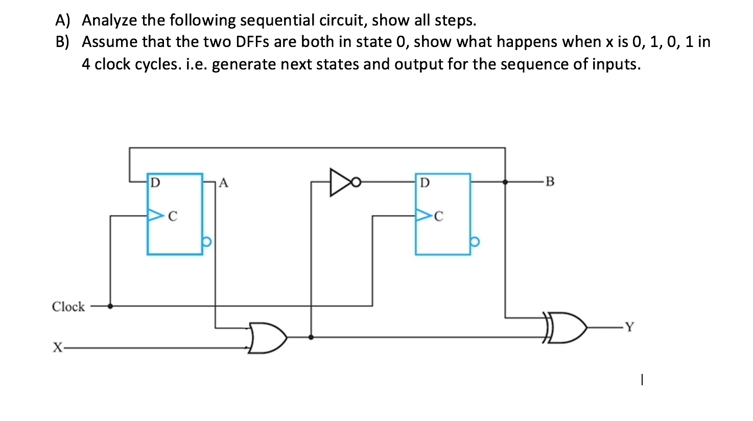 Solved A) Analyze The Following Sequential Circuit, Show All | Chegg.com