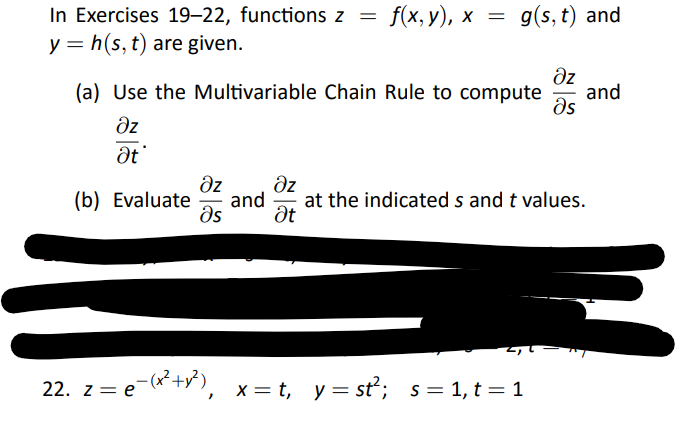 Solved In Exercises 19-22, functions z=f(x,y),x=g(s,t) and | Chegg.com