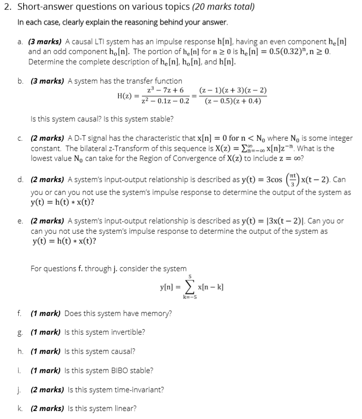 Solved 2 Short Answer Questions On Various Topics Ma Chegg Com