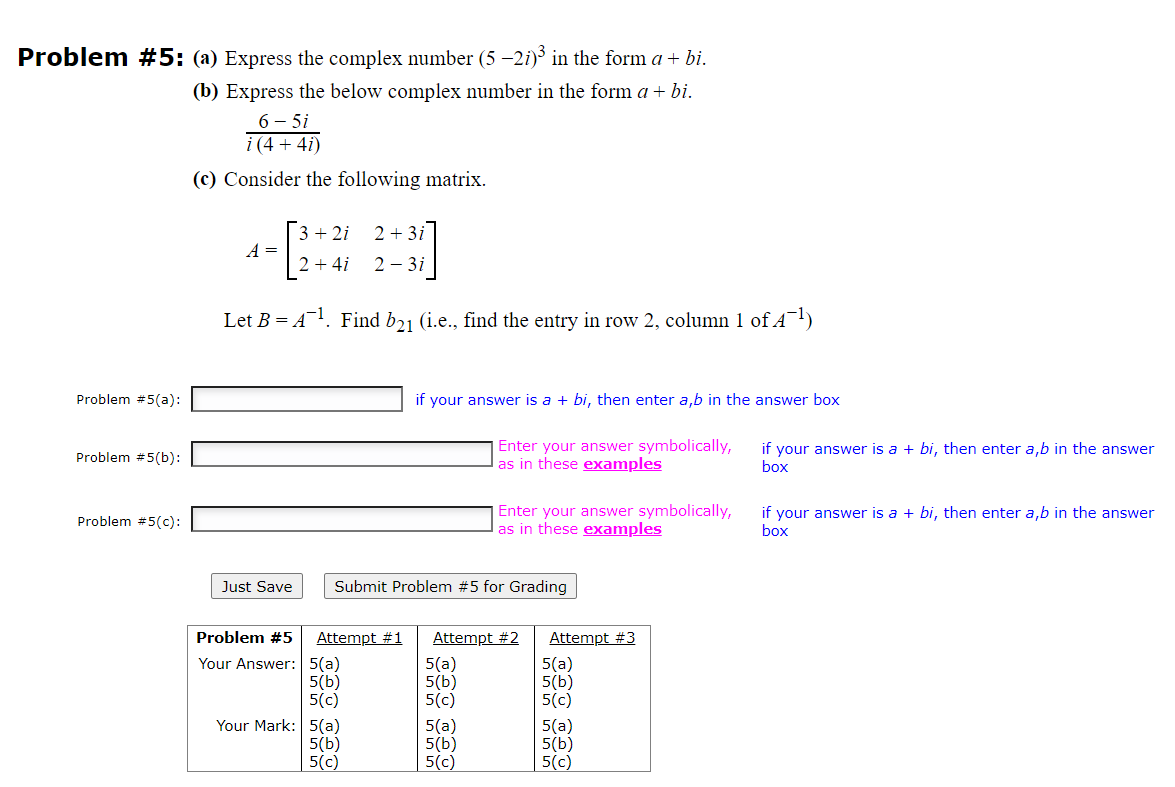 express the complex number in the form a   bi