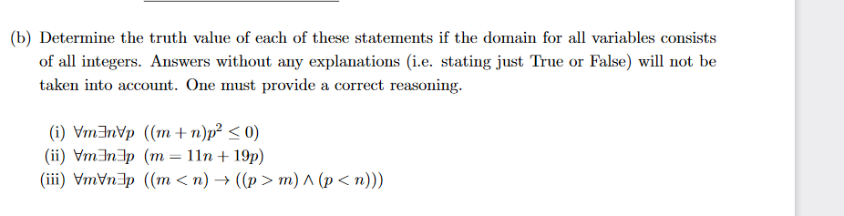 Solved (b) Determine The Truth Value Of Each Of These | Chegg.com