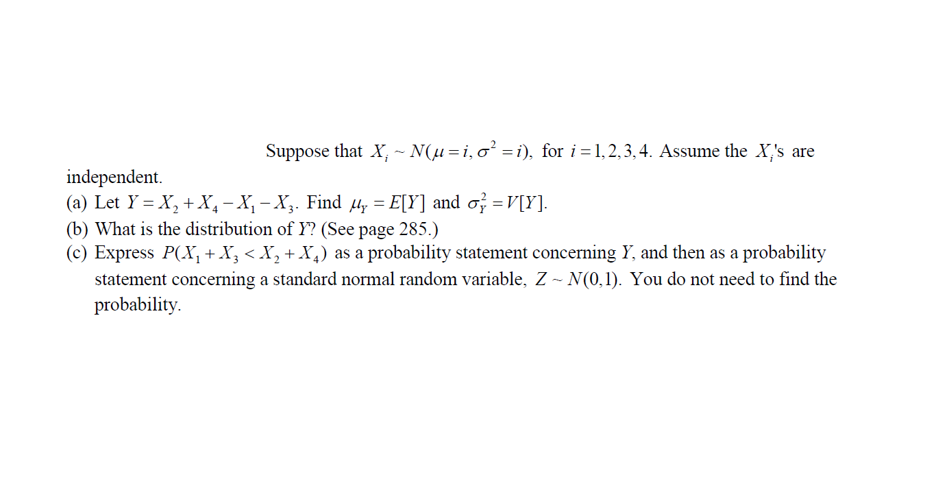 Solved Suppose That X N U I Oʻ I For I 1 2 3 4 Chegg Com