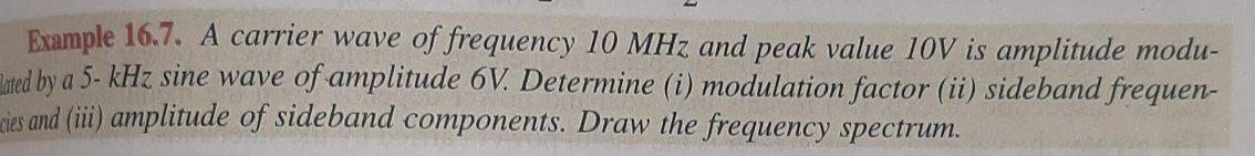Solved Example 16.7. A carrier wave of frequency 10 MHz and | Chegg.com