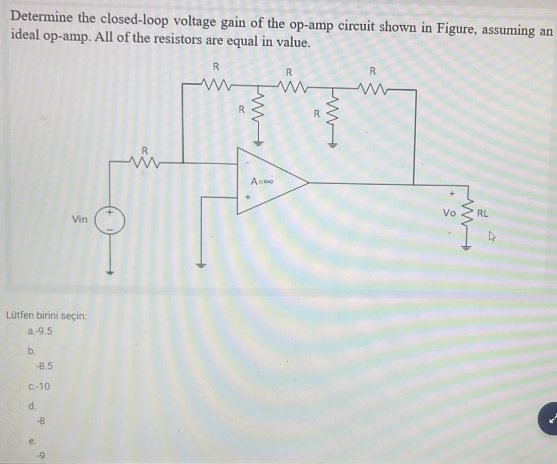 Solved Determine The Closed-loop Voltage Gain Of The Op-amp | Chegg.com