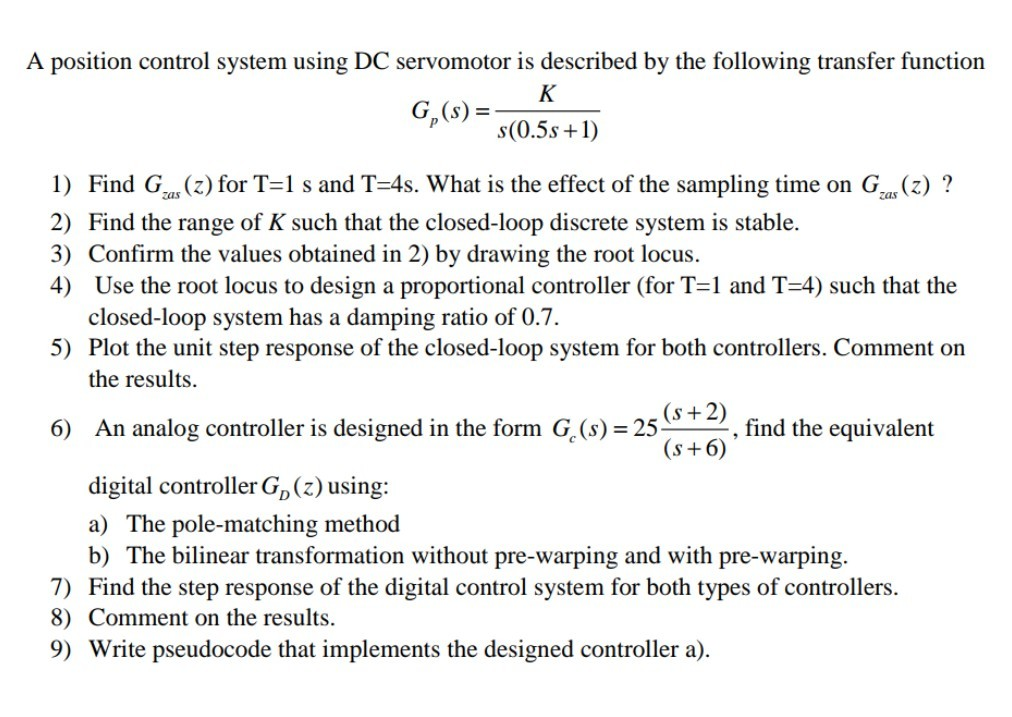 A position control system using DC servomotor is | Chegg.com