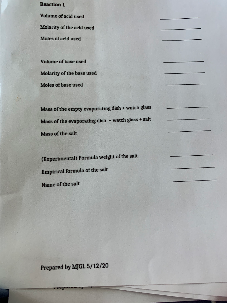 Trial 1 Mass of watch glass + evaporating dish