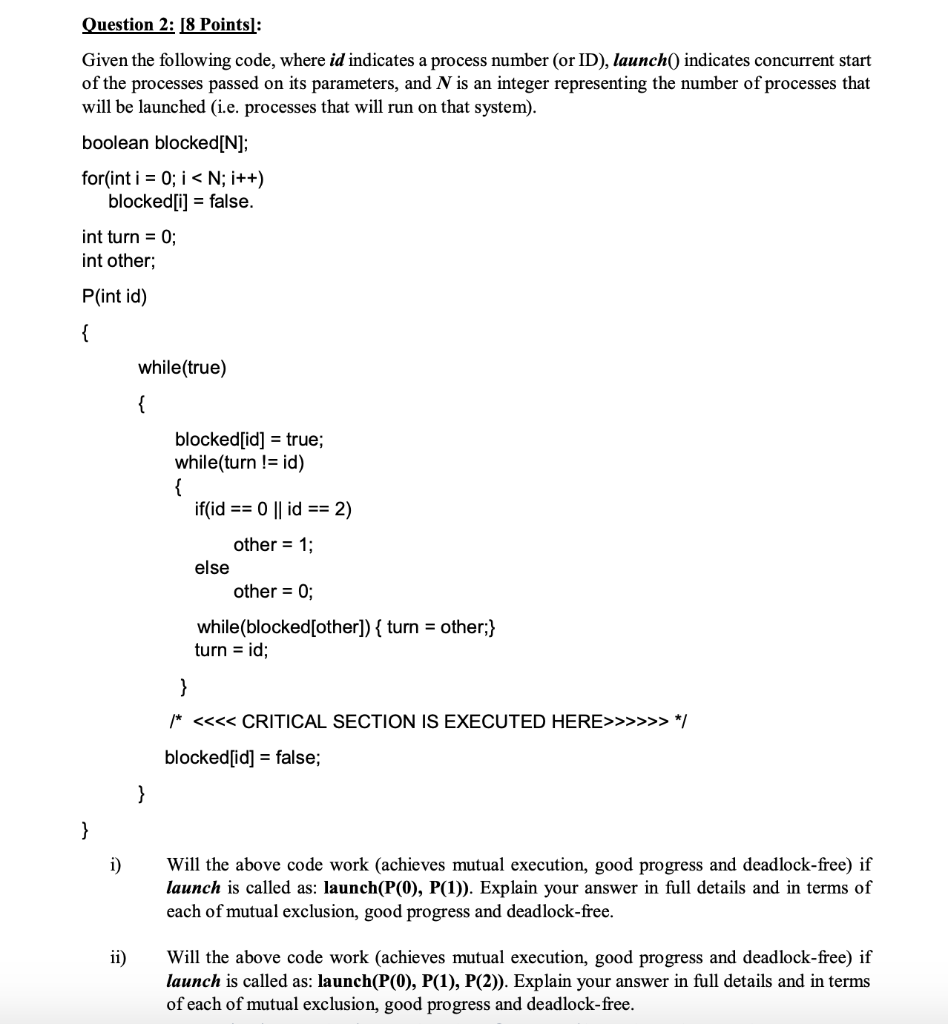 Solved Question 2: 18 Points: Given the following code, | Chegg.com