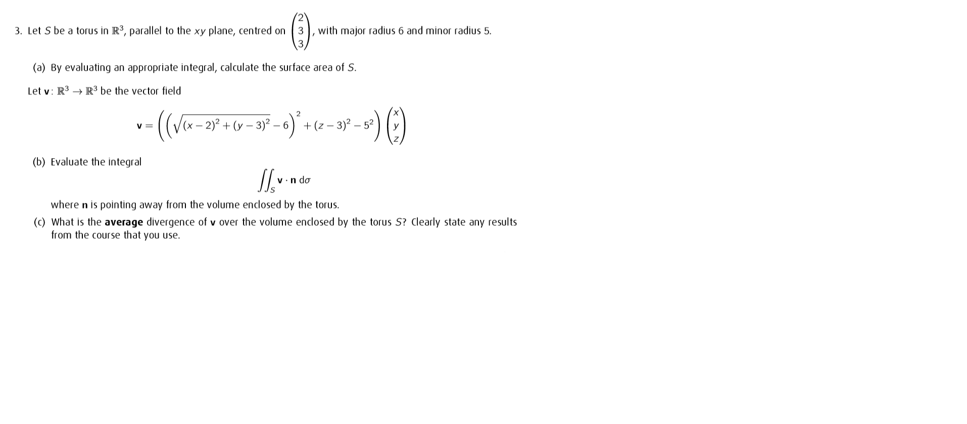 3. Let S be a torus in R3, parallel to the xy plane, | Chegg.com