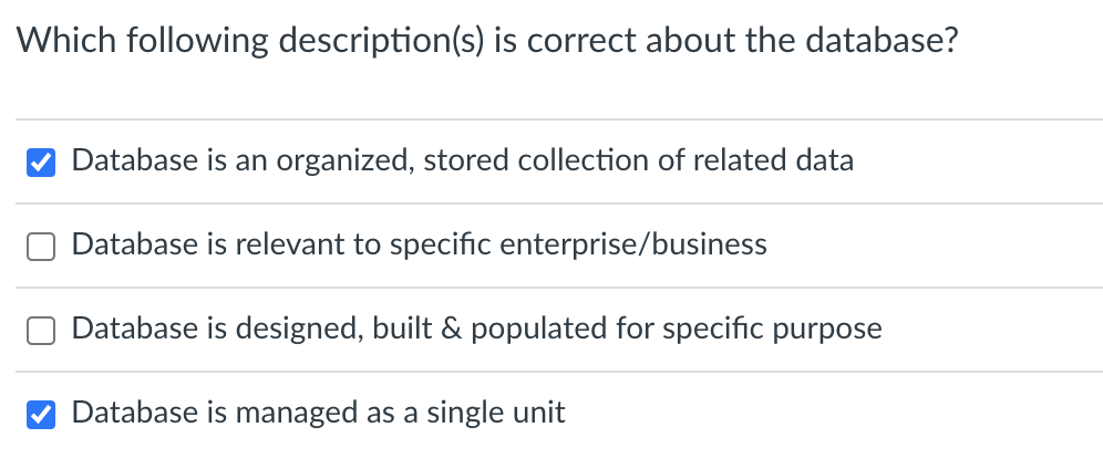 Solved Which following description(s) is correct about the | Chegg.com