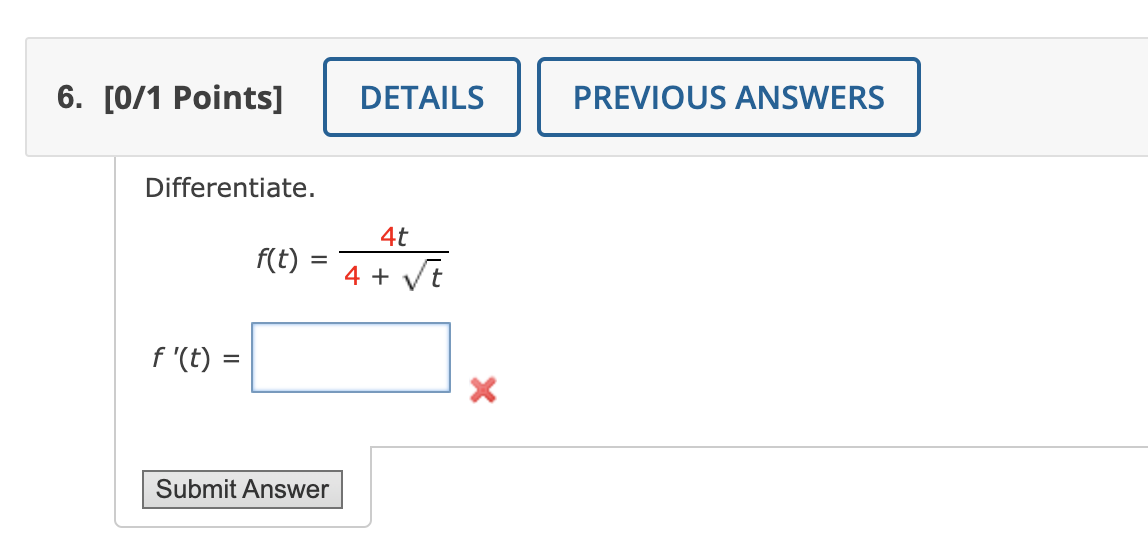 Solved 5. [0/1 Points] DETAILS PREVIOUS ANSWERS | Chegg.com