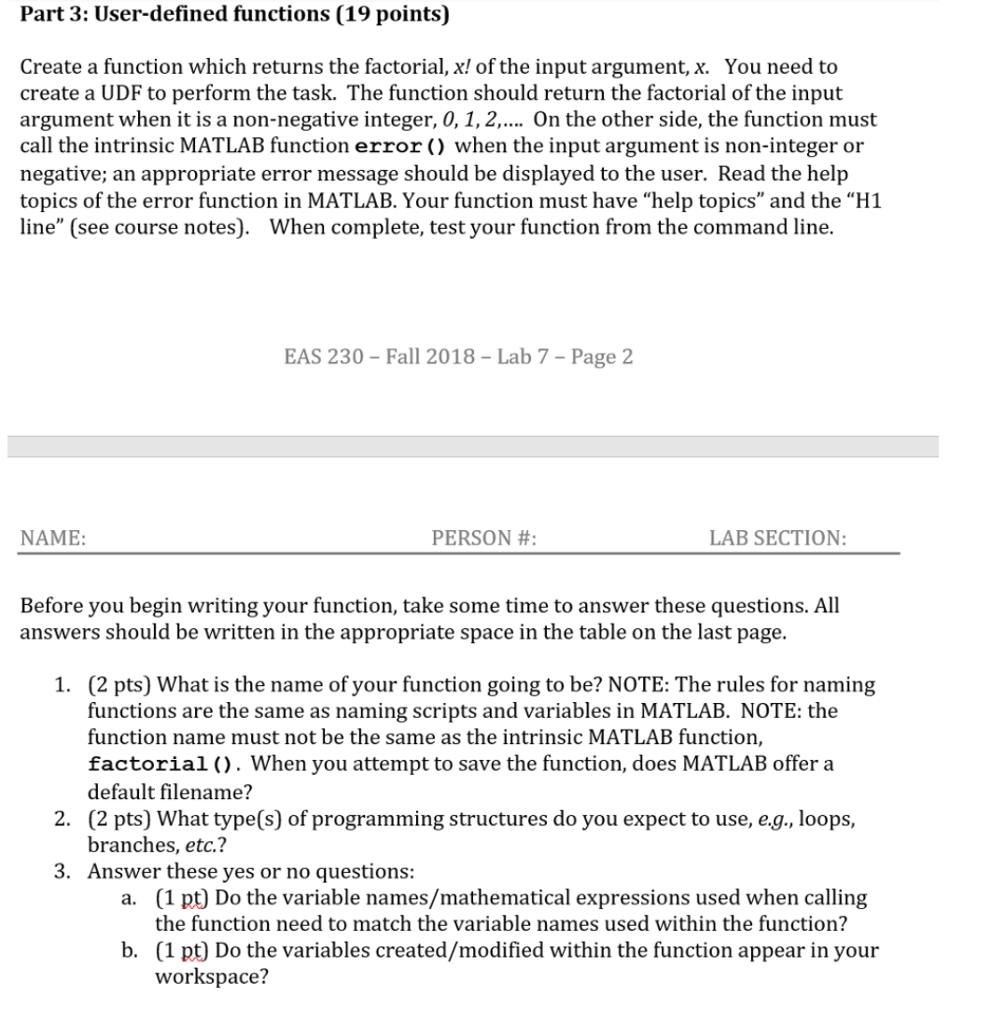Solved Part 3: User-defined functions (19 points) Create a | Chegg.com
