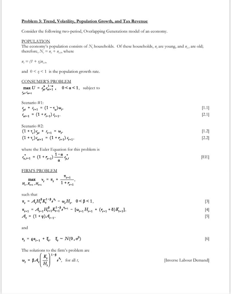 Problem 3: Trend, Volatility, Population Growth, and | Chegg.com