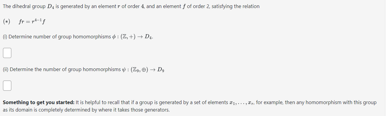 Solved The Dihedral Group D4 Is Generated By An Element R Of | Chegg.com