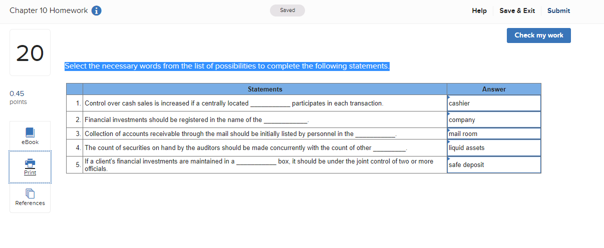 Solved Select the necessary words from the list of | Chegg.com