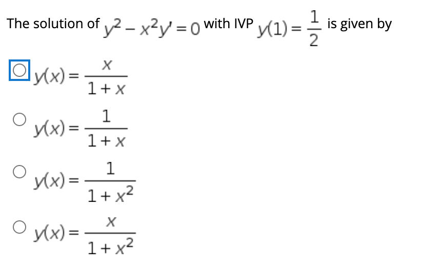 Solved Find The Solution To X2 1 Y 2xy 2x Y 0 0 Y X Chegg Com