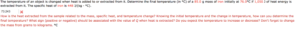 Solved The temperature of an object is changed when heat is | Chegg.com