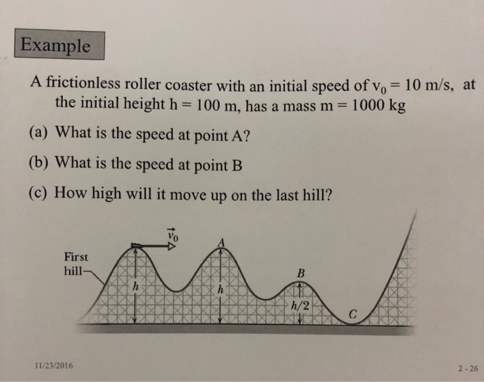 Solved Example A frictionless roller coaster with an initial | Chegg.com