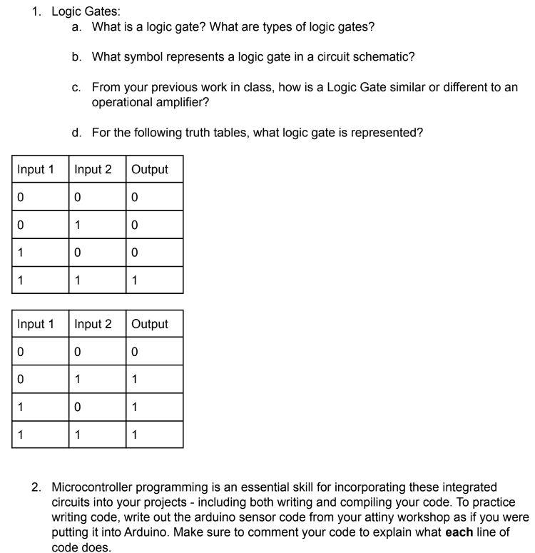 Solved 1. Logic Gates: a. What is a logic gate? What are | Chegg.com