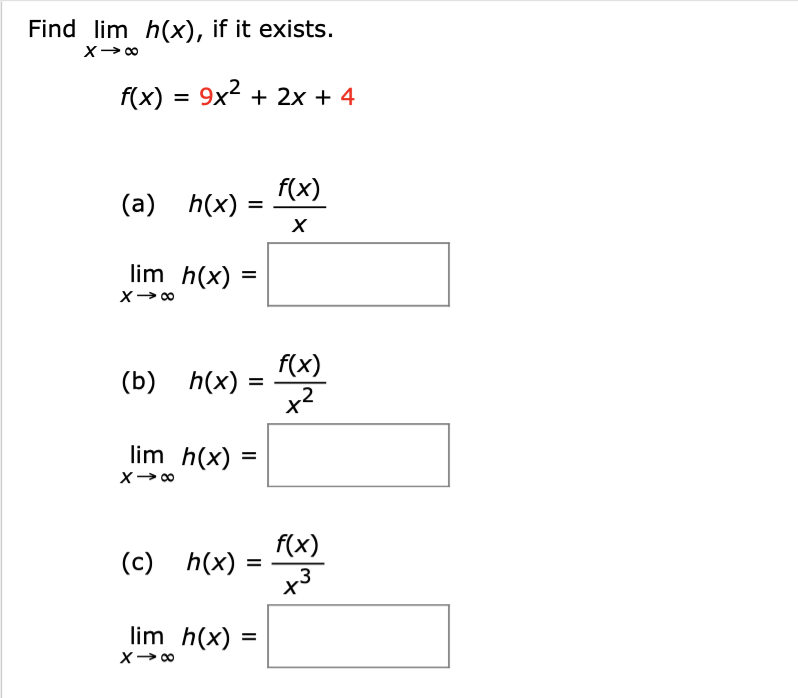 Solved Find Lim H X If It Exists X F X 9x2 2x Chegg Com