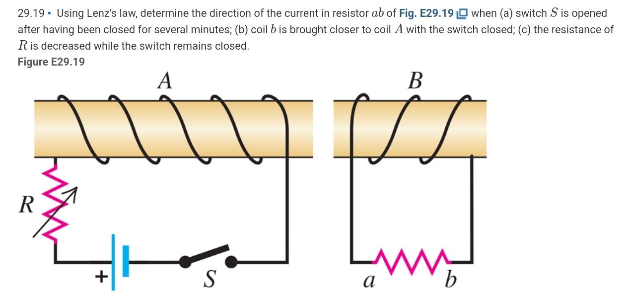 Solved 29.19 Using Lenz's law, determine the direction of