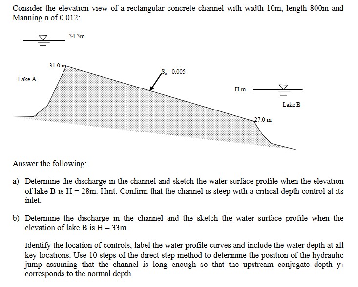 Channel Depth Equation Solved Answer the following:aH=28m. Hint: Confirm that the | Chegg.com