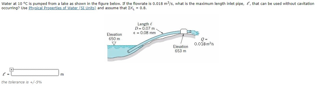 Solved Water at 10 °C is pumped from a lake as shown in the | Chegg.com