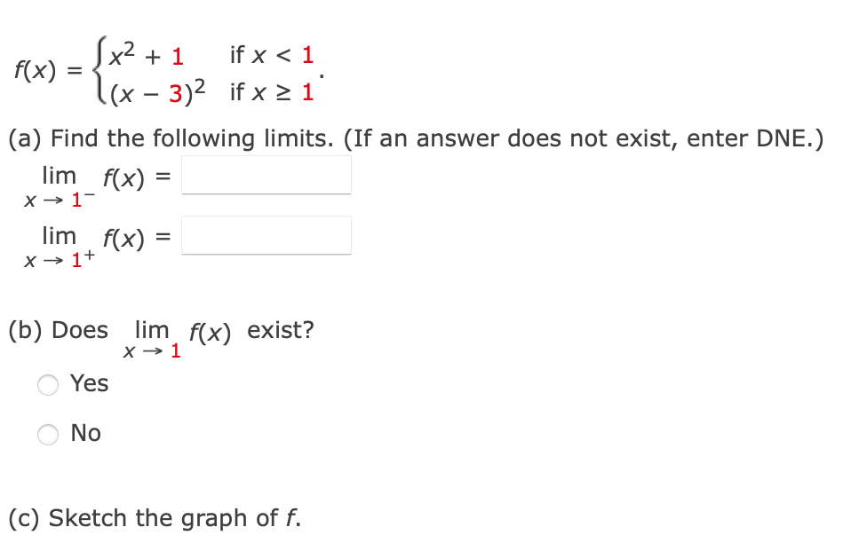 Solved f(x)={x2+1(x−3)2 if x