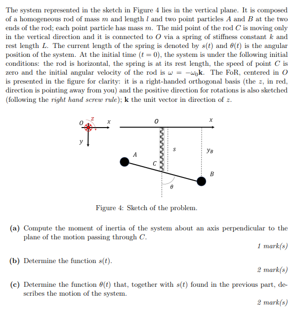 Solved The system represented in the sketch in Figure 4 lies | Chegg.com