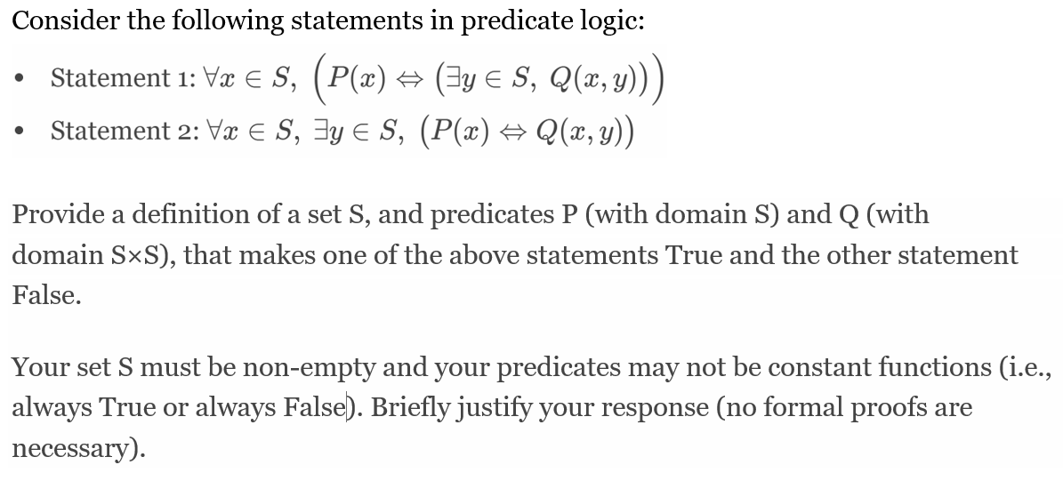 Solved Consider The Following Statements In Predicate Logic: | Chegg.com