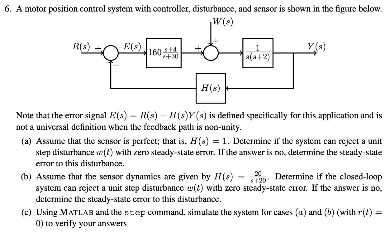 Solved Note that the error signal E(s)=R(s)−H(s)Y(s) is | Chegg.com