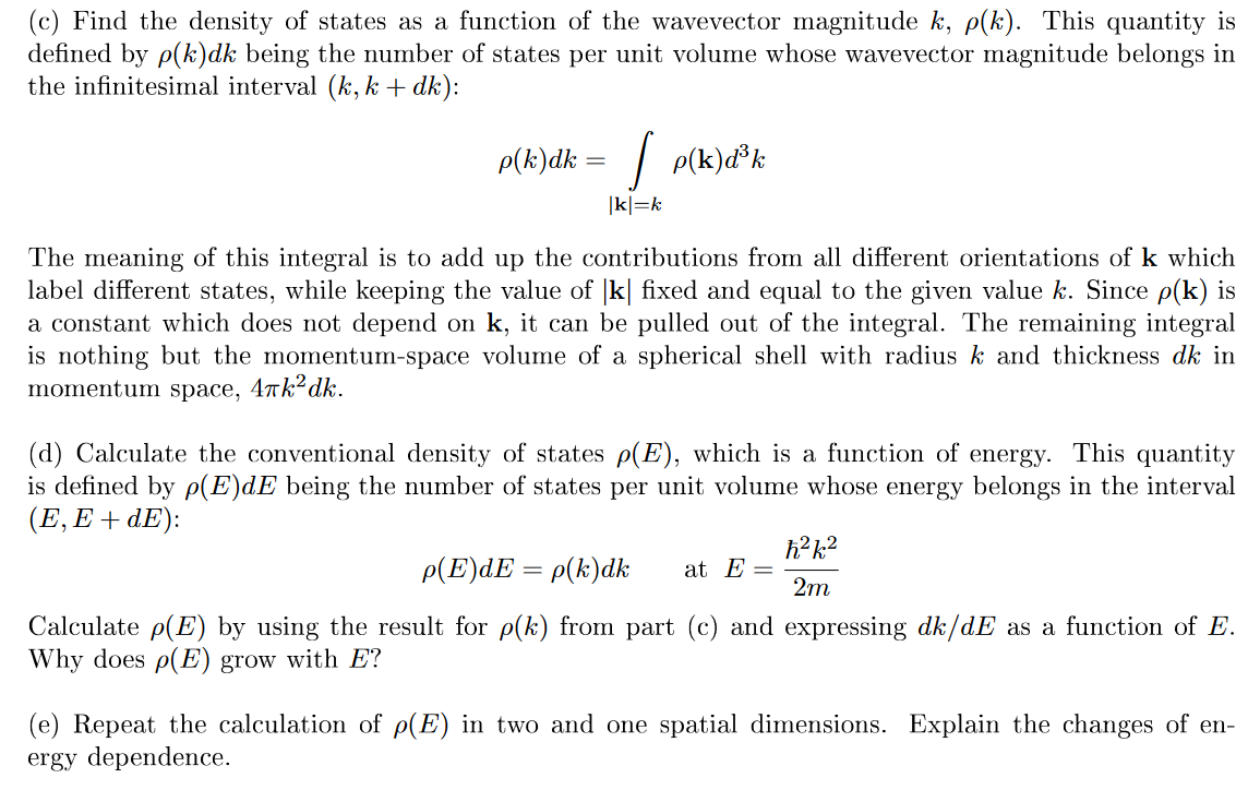 Solved h2D2 4. Density of states. Consider a free quantum | Chegg.com