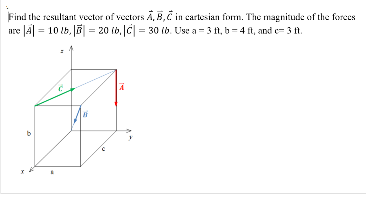 Solved Find The Resultant Vector Of Vectors Ā, B, C In | Chegg.com