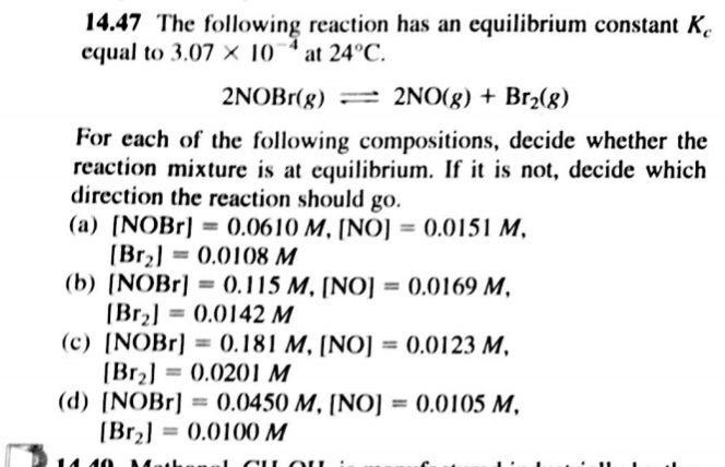 Solved 14.47 The following reaction has an equilibrium | Chegg.com