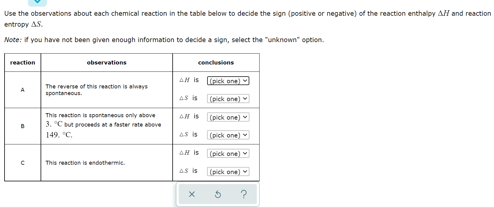 Solved Use the observations about each chemical reaction in | Chegg.com