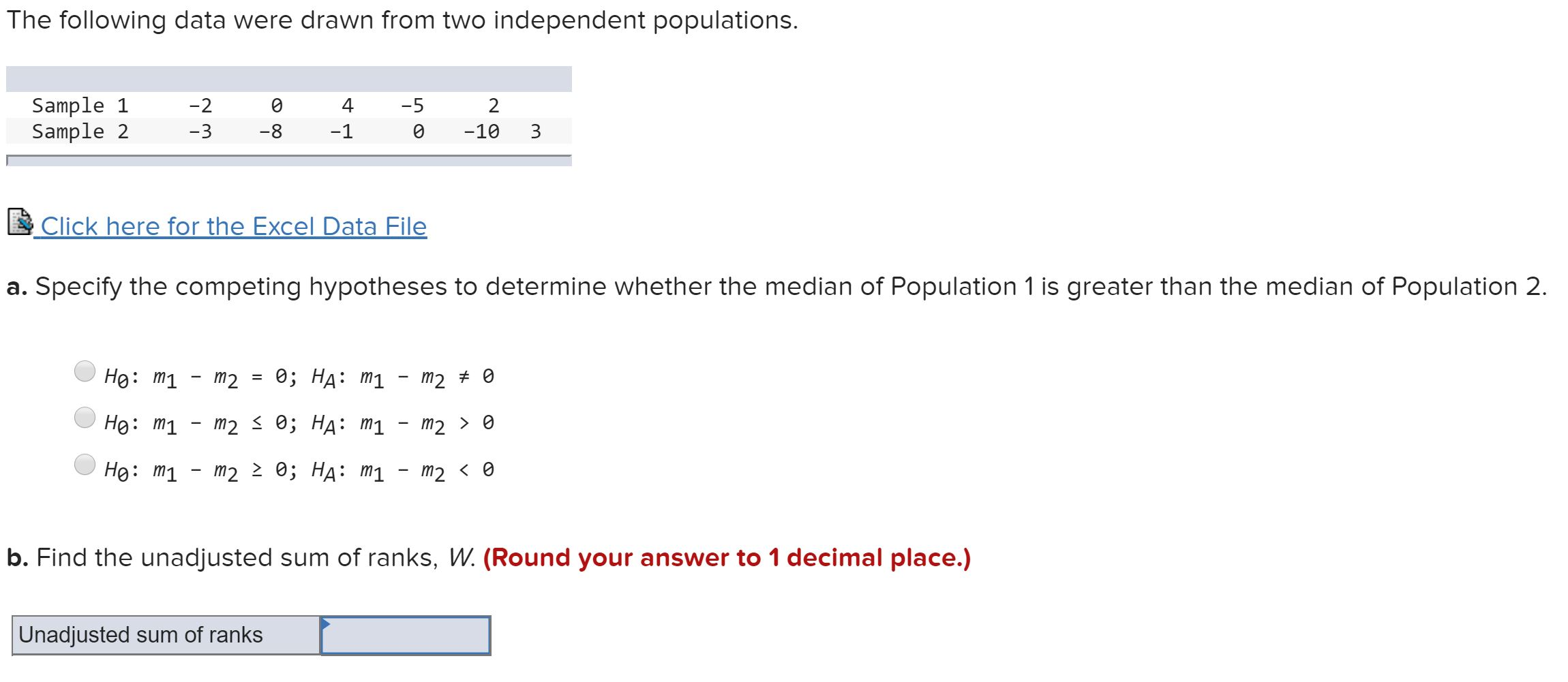 Solved The following data were drawn from two independent | Chegg.com