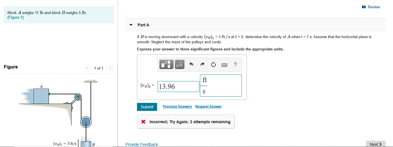 Solved 1 Review Block A Weighs 11 Lb And Block B Weighs 5 | Chegg.com