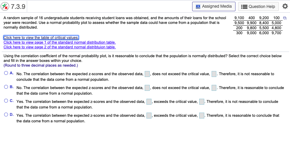 Solved % 7.3.9 Assigned Media Question Help O A random | Chegg.com