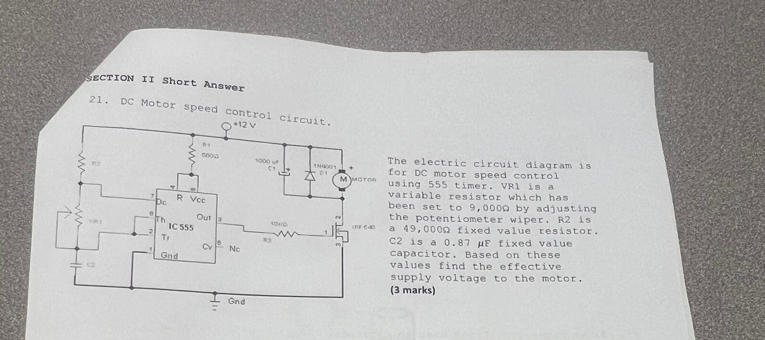 Solved SECTION II Short Answer 21. DC Motor Speed Cont The | Chegg.com