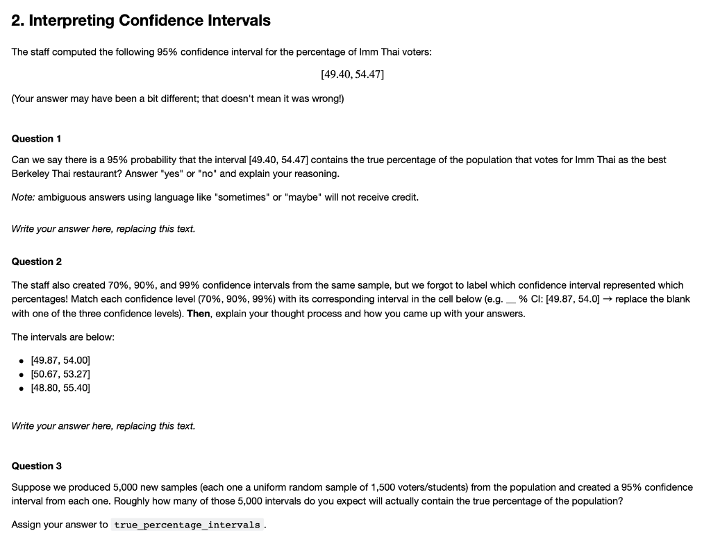 Solved 2. Interpreting Confidence Intervals The staff | Chegg.com