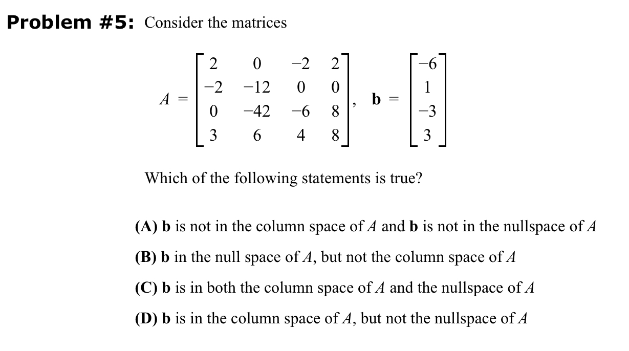 Number Matrix Problem Solved Problem #5: Consider the | Chegg.com