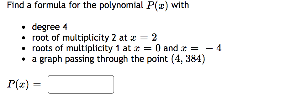 Solved Find A Formula For The Polynomial P X With Degr Chegg Com