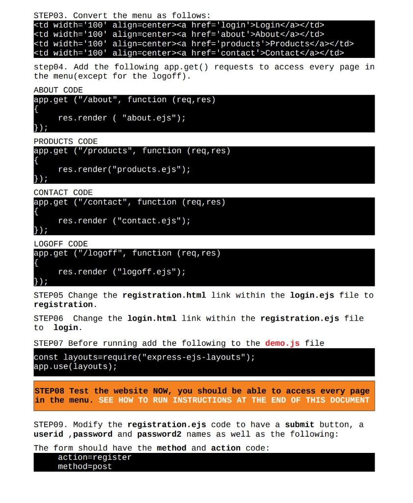 INPUT FILES: simplesite.zip, demo.js, login.mdb | Chegg.com
