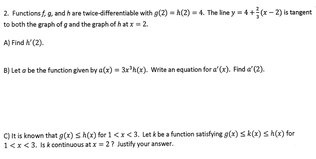 Solved 2 Functions F G And H Are Twice Differentiable