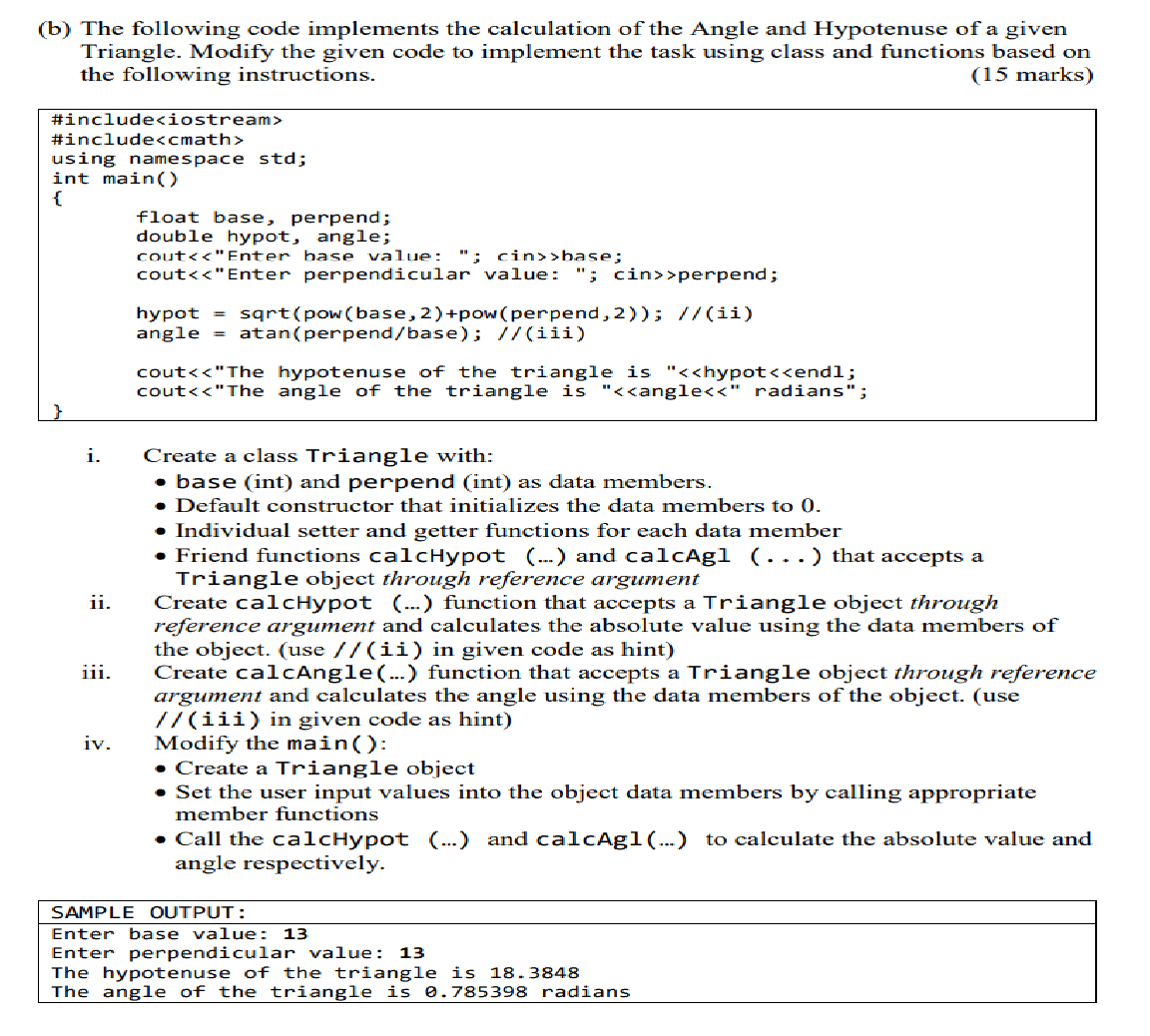 Solved (b) The Following Code Implements The Calculation Of | Chegg.com