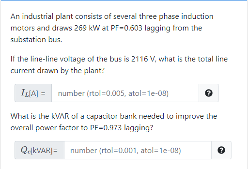 Solved An industrial plant consists of several three phase | Chegg.com