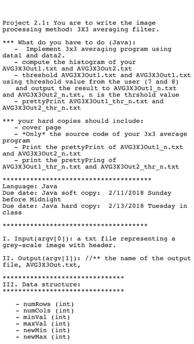 Solved Project 2.1: You are to write the image processing | Chegg.com