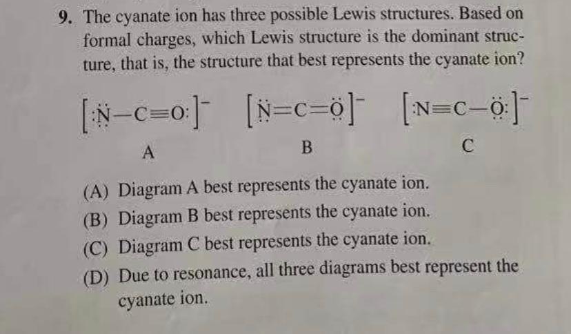 cyanate ion lewis structure