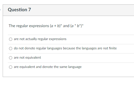 Solved The Regular Expressions (a+b)∗ And (a∗b∗)∗ Are Not | Chegg.com