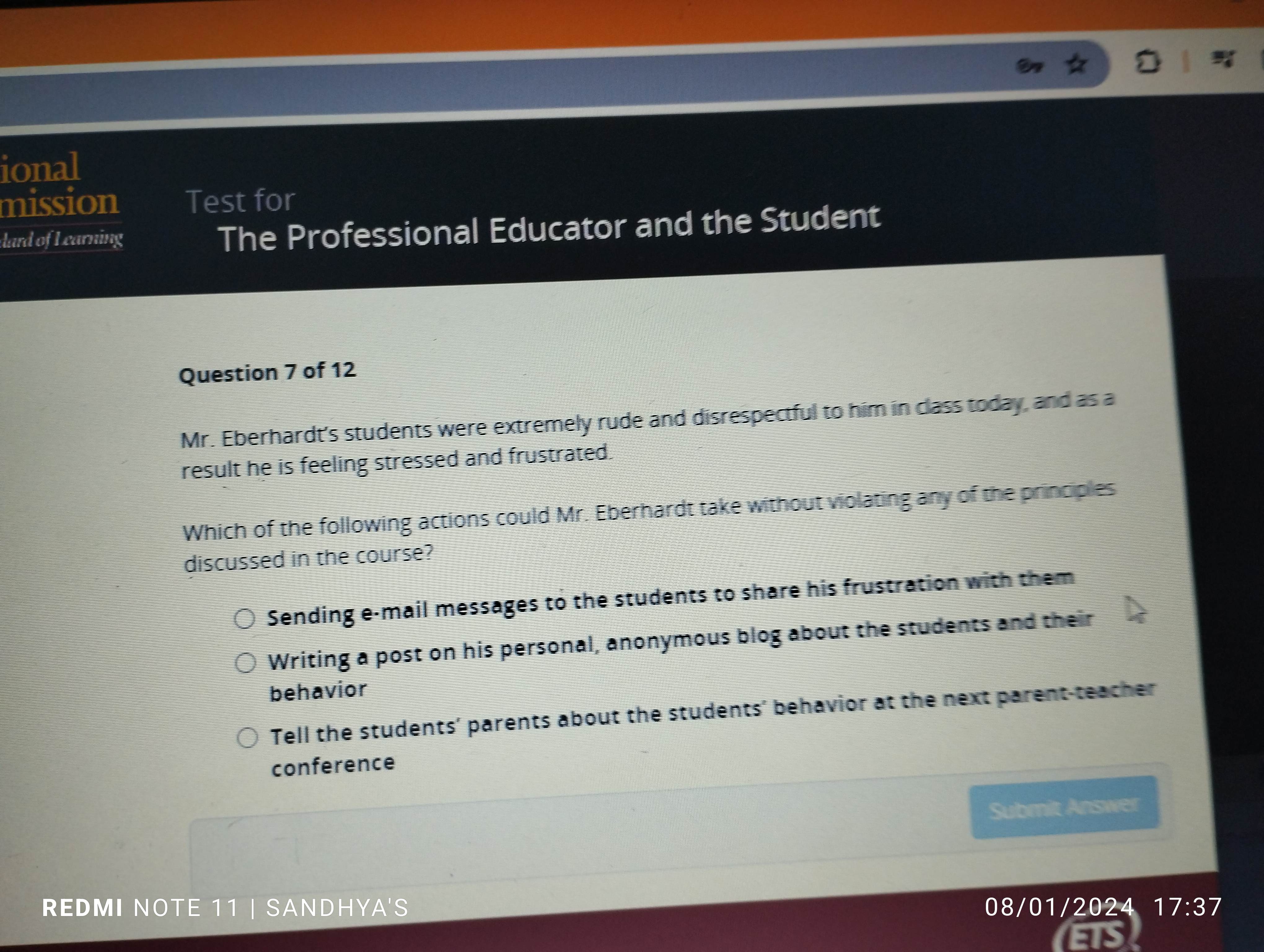 Solved Question 7 ﻿of 12Mr. ﻿Eberhardt's students were