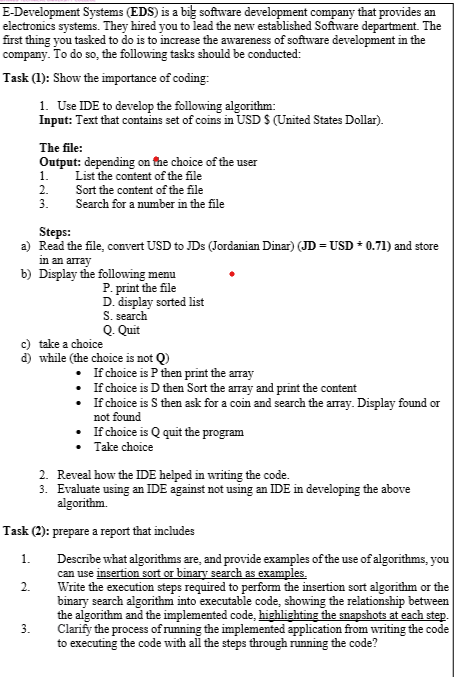 Solved i want all the task 1 and 2 Use Java code Use the | Chegg.com